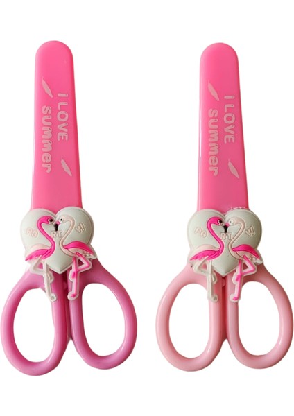Figürlü Kağıt Makası - Çocuk Makası - 1 Adet- Flamingo Desenli