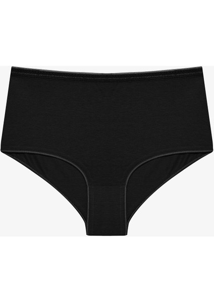 Easy Cotton Trim Highwaist Siyah Pamuklu Slip Külot