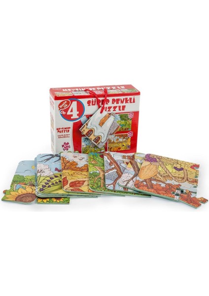 2488 Mevsimler Süper Renkli Puzzle 4lü