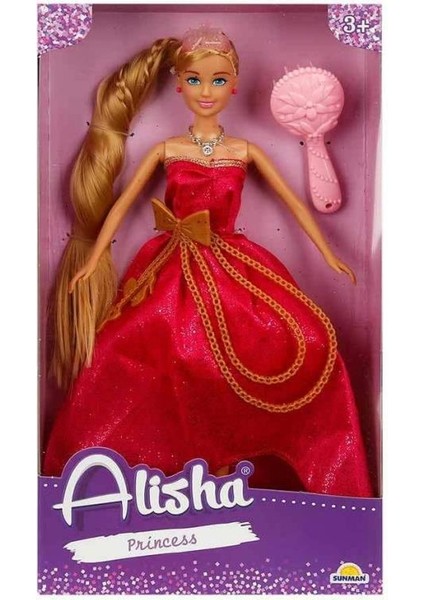 0835 Sun-Rst-Sıs-Mnk Alisha Prenses Uzun Saçlı Aksesuarlı Bebek Set 29 cm 3renk -Sunman