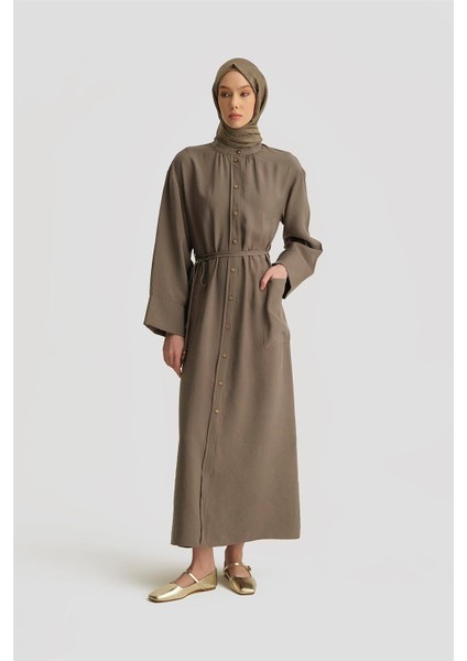 Düğmeli Modal Elbise 25Y9011 Haki fiyatları