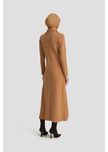 Uzun Kol Triko Elbise 24KD4217 Bisküvi
