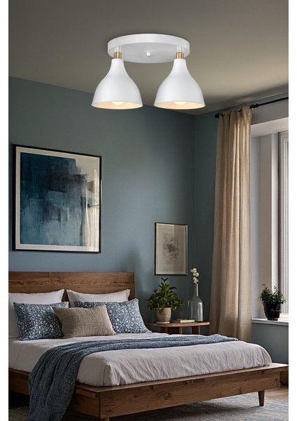 Ronda Ikili Plafonyer Avize Beyaz