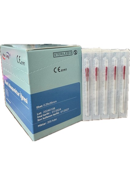 Akupunktur Iğnesi Kuru Iğne 0,25X25 mm 200LÜK Paket 400 Adet 2 Kutu fiyatları