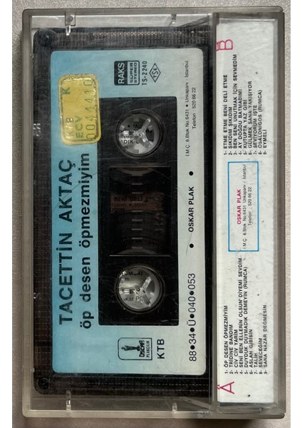 Tacettin Aktaç Öp Desen Öpmezmiyim Kaset (Orjnal Dönem Kağıt Baskı Kaset) fiyatları