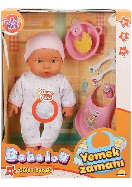 030021 Sunman, Bebelou Yemek Zamanı Sesli Bebek Seti 35 cm / +3 Yaş fiyatları