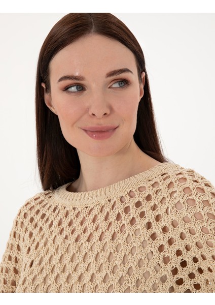 Kadın Bej Oversize Kazak 50301176-VR011