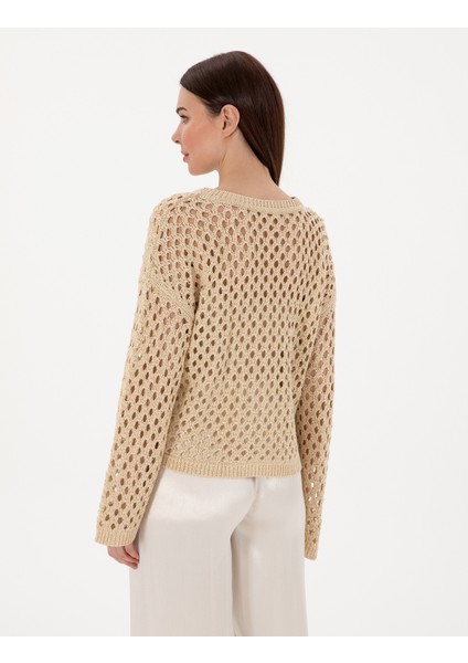 Kadın Bej Oversize Kazak 50301176-VR011