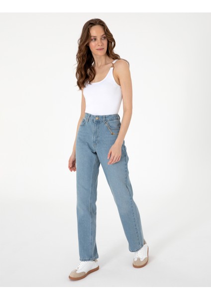 Kadın Mavi Straight Fit Jean Pantolon 50301277-VR036