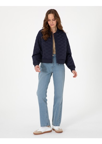 Kadın Lacivert Crop Top Mont 50300918-VR033