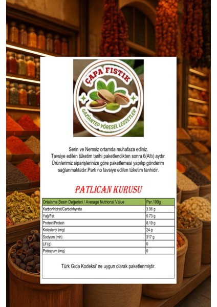 Patlıcan Kurusu ve Tatlı(Kapya) Biber Kurusu(25 Er Adet)