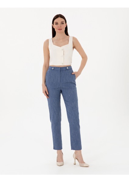 Kadın Indigo Kumaş Pantolon 50306487-VR028