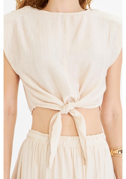 Çizgili Önü Bağlamalı Bluz fiyatları