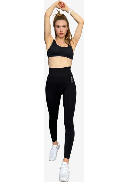 Seamless Toparlayıcı Siyah Spor Tayt