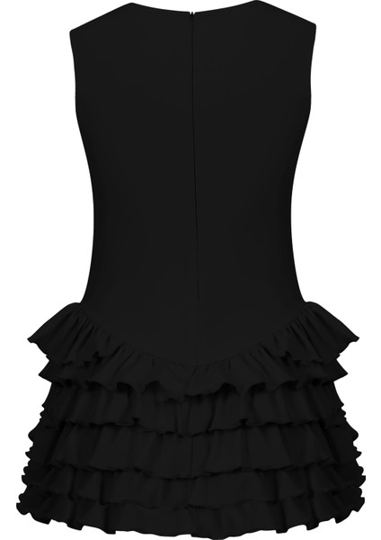 Sardinya Halter Yaka Fırfırlı Şortlu Elbise