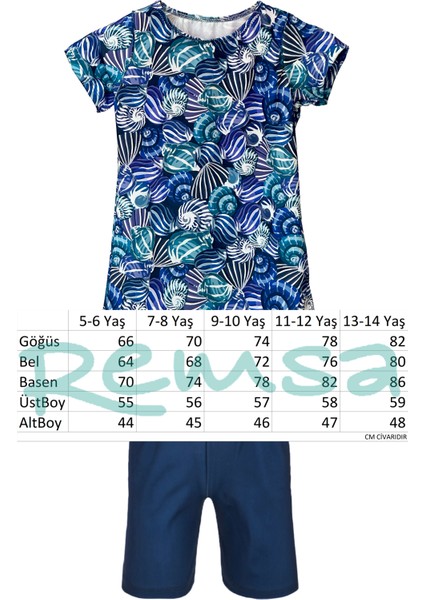 Kız Çocuk Kısa Kollu Likralı Taytlı Yarı Kapalı Mayo R5005 Saliha modelleri