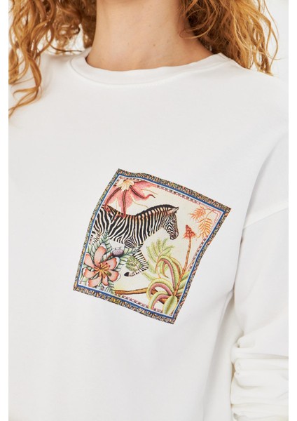 Zebra Baskılı İki İplik Sweatshirt modelleri