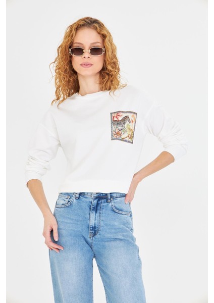 Zebra Baskılı İki İplik Sweatshirt indirimleri