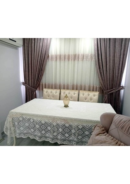 Remmy Güpürlü Masa Örtüsü-Şaheste Beyaz (160 x 230)