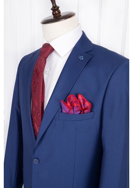 Erkek Slim Fit Mono Yaka Parlament Takım Elbise