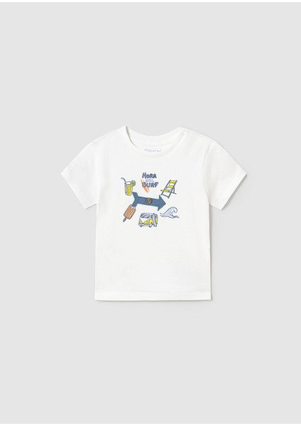 01-04 Yaş Mayoral Erkek Bebek Pantolon T-Shirt Takım - Beyaz-Mavi fiyatları