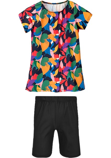 Kız Çocuk Kısa Kollu Likralı Taytlı Yarı Kapalı Mayo R5005 Saliha fırsatları