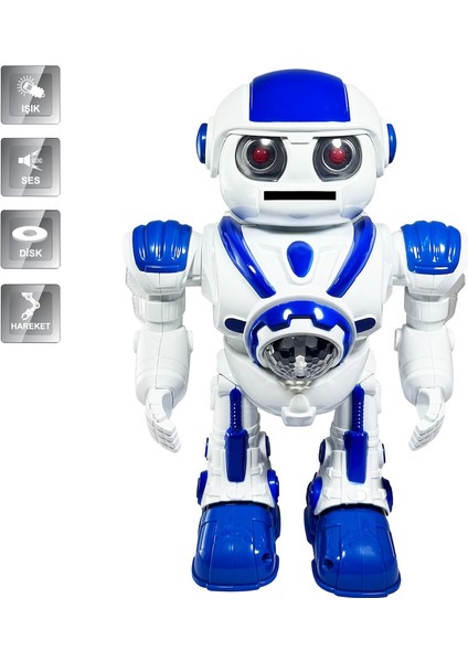 Işıklı ve Müzikli Disk Atan Uzay Savaşçısı Pilli Robot