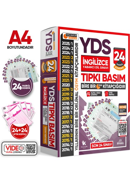 2025 YDS İngilizce ÖSYM Tıpkı Basım Çıkmış Soru Deneme 24’lü Fasikül