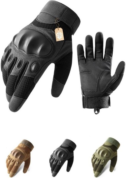 Koruyucu Tam Parmak Motorcu ve Bisiklet Eldiveni Siyah-Xl