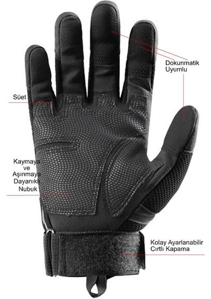 Koruyucu Tam Parmak Motorcu ve Bisiklet Eldiveni Siyah-Xl fırsatları