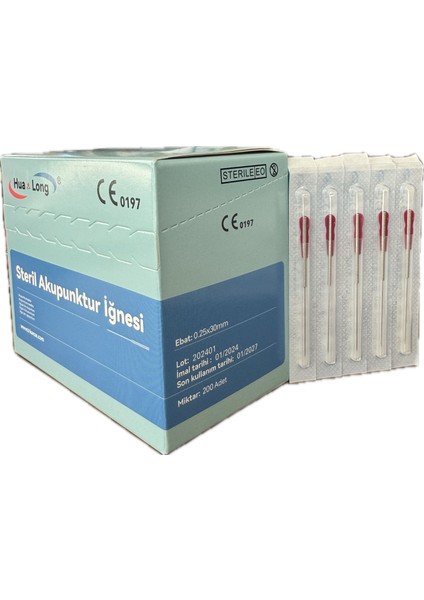Akupunktur kuru iğne 0.25x30mm 200lük paket 2 kutu 400 adet