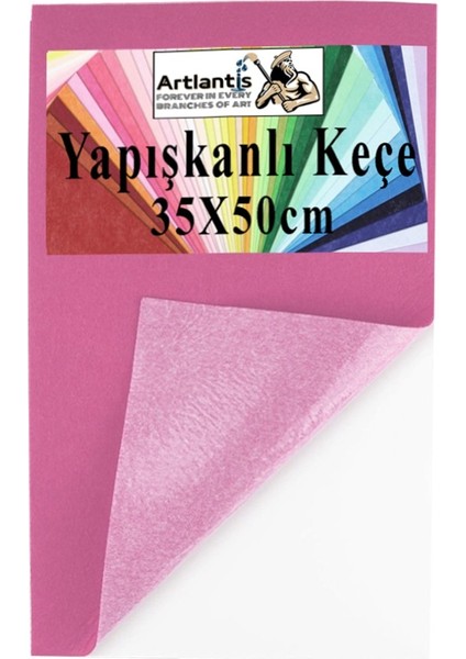 Açık Pembe Yapışkanlı Keçe 35X50 cm 3 Adet 2.0 mm Kendinden Yapışkanlı Renkli Hobi Keçesi Elişi Keçe Kumaşı Anasınıfı