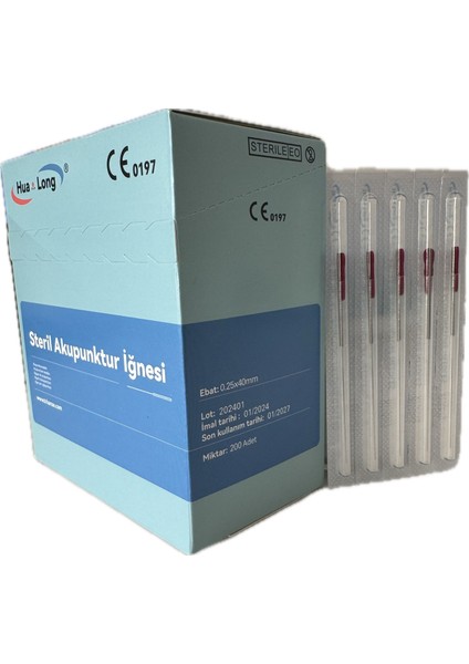 marka Akupunktur iğnesi kuru iğne 0.25x40mm 200lük paket 2 kutu 400 adet