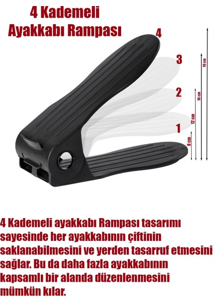 Org -201 10 Lu Ayakkabı Rampası Ayakkabı Düzenleyici Dolap Içi Organizer- Siyah fırsatları