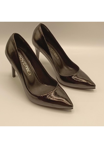 Carleen Siyah Rugan Deri Stiletto