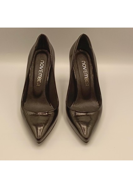 Carleen Siyah Rugan Deri Stiletto