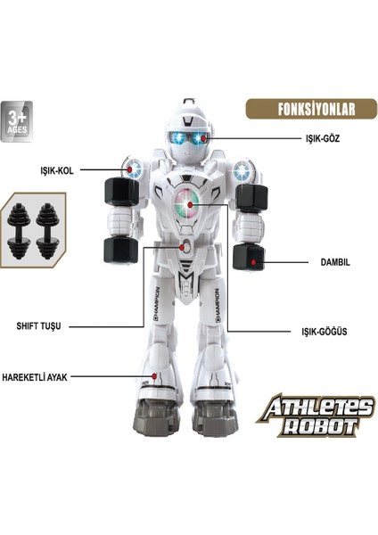 Vardem Işıklı ve Müzikli Hareketli Atletik Sporcu Pilli Robot modelleri