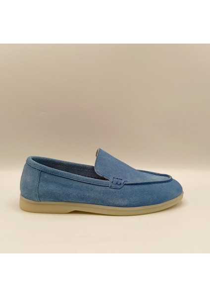 Amy Mavi Süet Kadın Loafer Ayakkabı