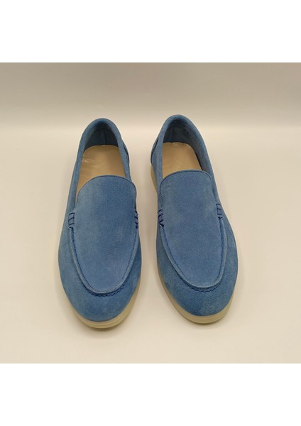 Amy Mavi Süet Kadın Loafer Ayakkabı
