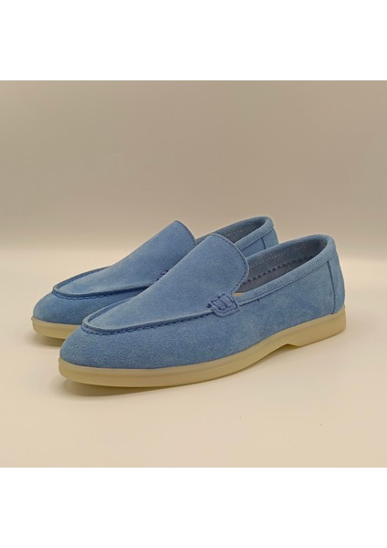 Amy Mavi Süet Kadın Loafer Ayakkabı