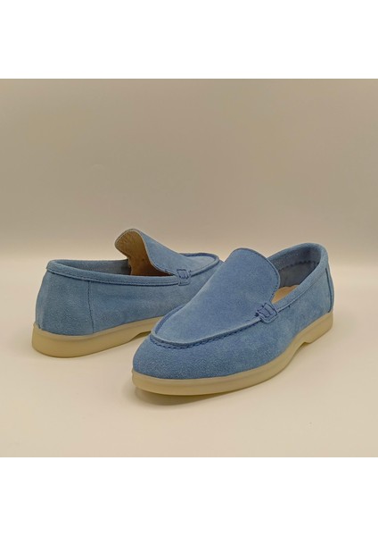 Amy Mavi Süet Kadın Loafer Ayakkabı