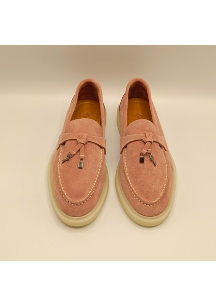 Etna Pudra Süet Kadın Loafer Ayakkabı modelleri