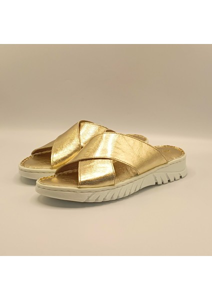 Alessia Gold Deri Comfort Terlik fırsatları