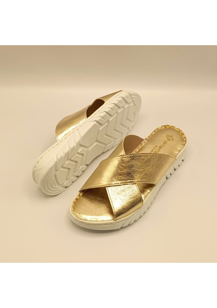 Alessia Gold Deri Comfort Terlik indirimleri