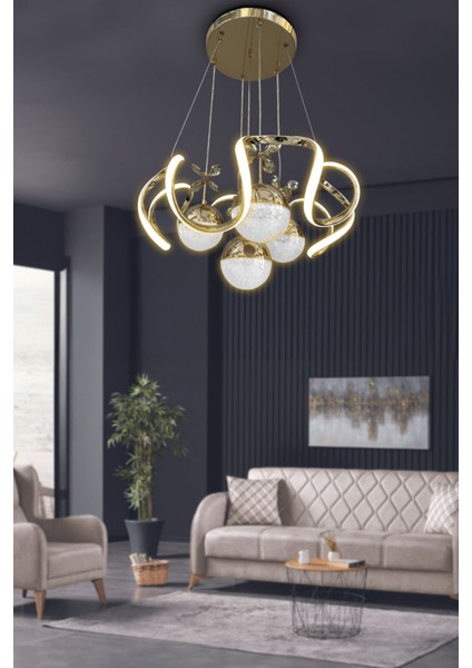 Modern Sarkıt 3 Renk 4 Toplu LED Avize Salon - Oturma Odası Ledli Avize