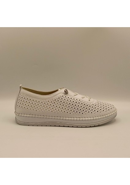 Exclusive Lugano Beyaz Hakiki Deri Kadın Sneaker – El İşçiliği ve Konfor