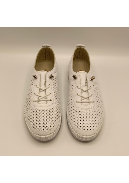 Exclusive Lugano Beyaz Hakiki Deri Kadın Sneaker – El İşçiliği ve Konfor modelleri