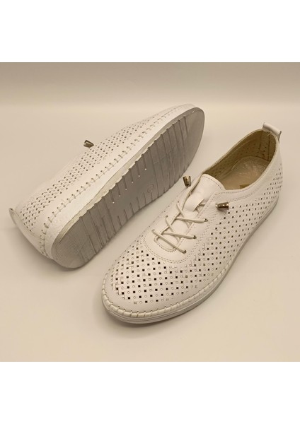 Exclusive Lugano Beyaz Hakiki Deri Kadın Sneaker – El İşçiliği ve Konfor indirimleri