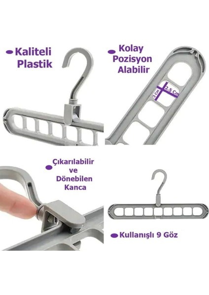 1 Adet Düzenleyici Sihirbaz Askı Dolap Içi 2 Fonksiyonlu Yatay-Dikey Kullanım 9 Bölmeli Gardrop Ask fiyatları