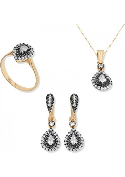 Gümüş Elmas Montür Damla Bayan Set